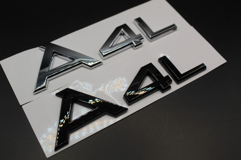 Gloss Black/Chrome Silver A4L Fits Audi Badge Letters Emblem Rear Trunk Boot Lid