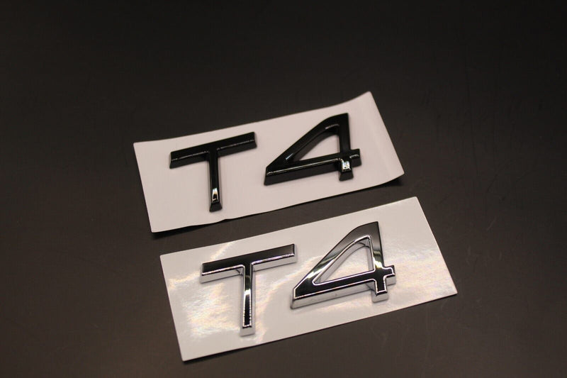 Gloss Black Chrome Silver T4 LETTERS Badge Rear Boot Tailgate For VOLVO