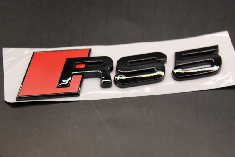 Gloss Black/Chrome Silver RS5 Fits Audi Badge Letters Emblem Rear Trunk Boot Lid