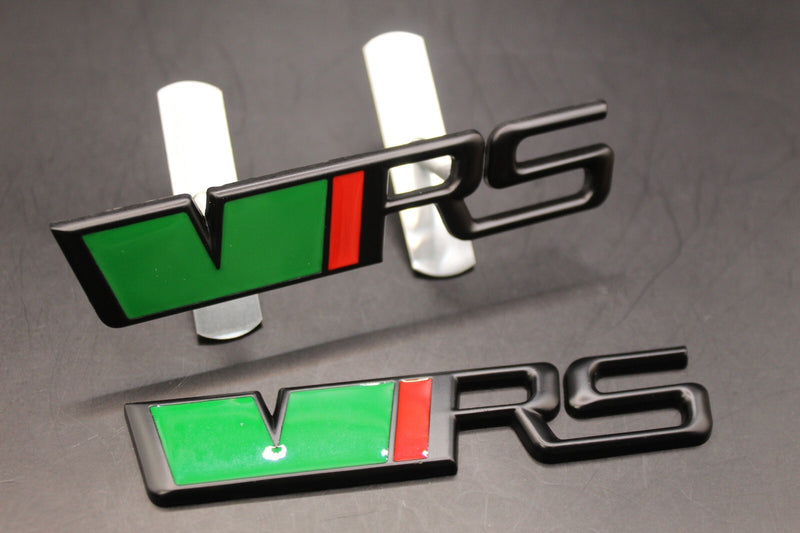 Green Black Red VRS Front Grille & Rear Boot Badge Set For Skoda