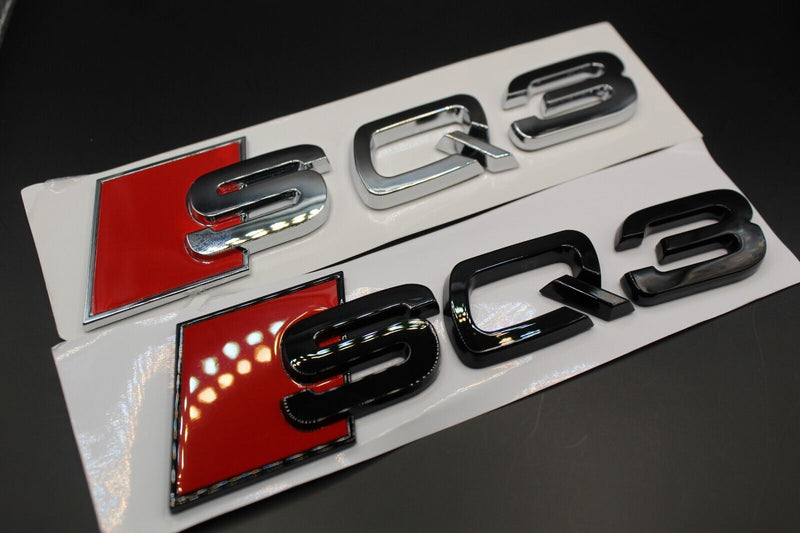 Gloss Black/Chrome Silver SQ3 Fits Audi Badge Letters Emblem Rear Trunk Boot Lid