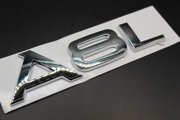 Gloss Black/Chrome Silver A8L Fits Audi Badge Letters Emblem Rear Trunk Boot Lid