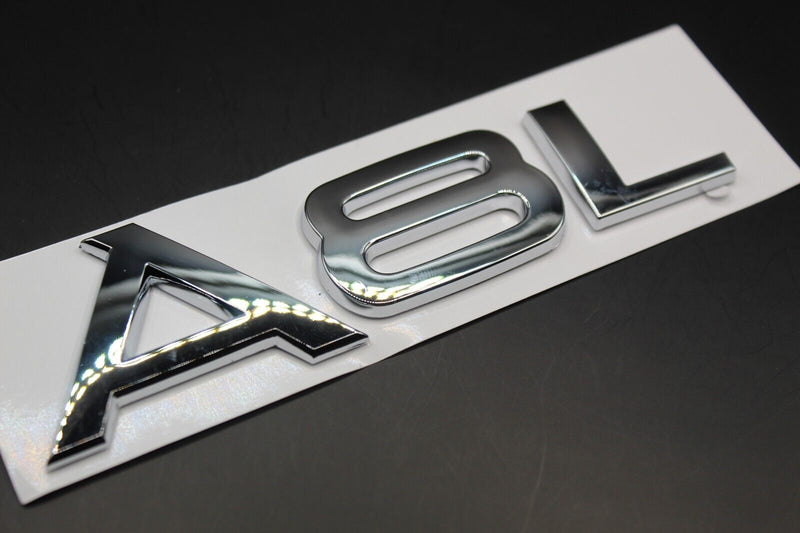 Gloss Black/Chrome Silver A8L Fits Audi Badge Letters Emblem Rear Trunk Boot Lid