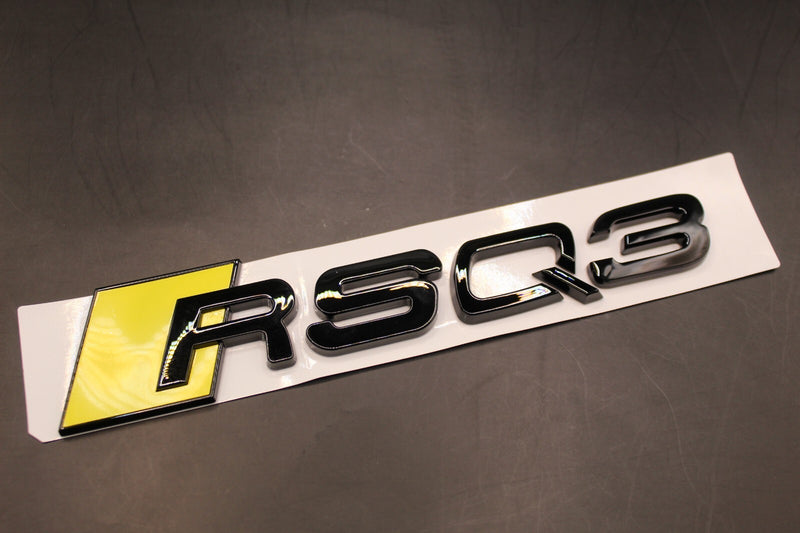 Gloss Black Yellow RSQ3 Rear Boot Badge Fit For AUDI