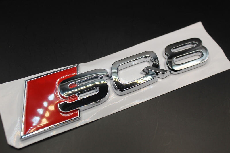 Gloss Black/Chrome Silver SQ8 Fits Audi Badge Letters Emblem Rear Trunk Boot Lid