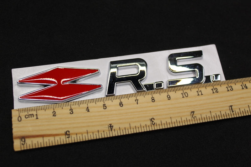 Chrome Silver Red R.S. RS Boot Rear Tailgate Side Fender Wing Badge For Renault