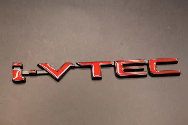 i-vtec i vtec Side Fender Wing Door Boot Badge Emblem Black Chrome Red for Honda