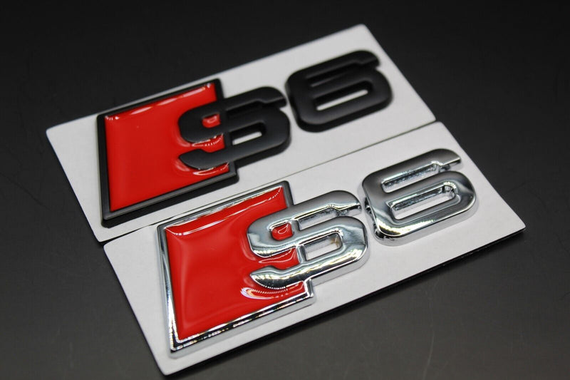 Matte Black/Chrome Silver S6 Fits Audi Badge Letters Emblem Rear Trunk Boot Lid