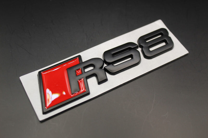 Matte Black/Chrome Silver RS8 Fits Audi Badge Letters Emblem Rear Trunk Boot Lid