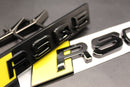 Gloss Black Yellow RSQ5 Front Grille Honeycomb & Rear Boot Badge Set For AUDI