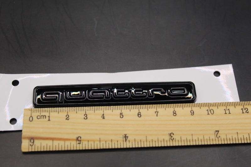 2pc Set quattro Gloss Black Front Grille Stick-On & Rear Boot Badge For AUDI