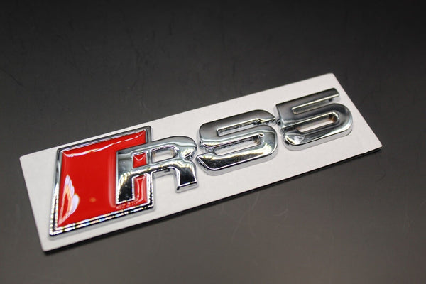 Matte Black/Chrome Silver RS5 Fits Audi Badge Letters Emblem Rear Trunk Boot Lid