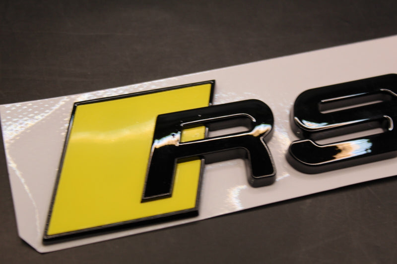 Gloss Black Yellow RS7 Rear Boot Badge Fit For AUDI