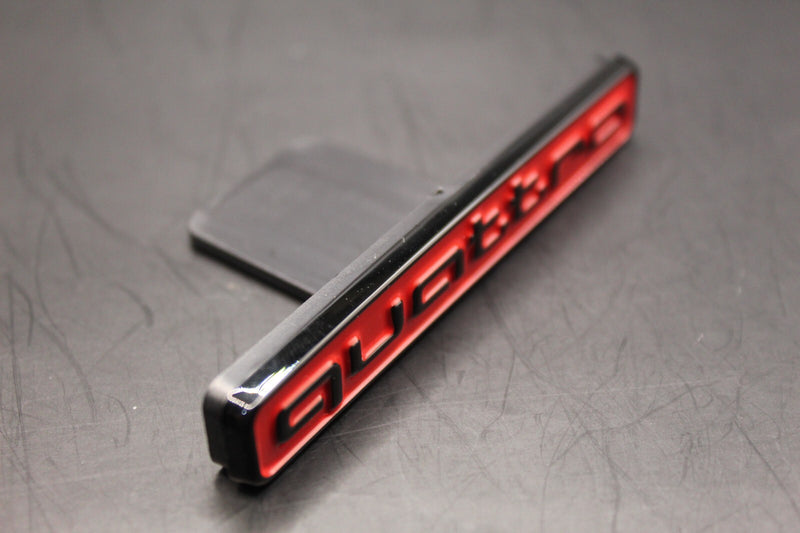 2pc Set quattro Red/Black Front Grille Stick-On & Rear Boot Badge For AUDI