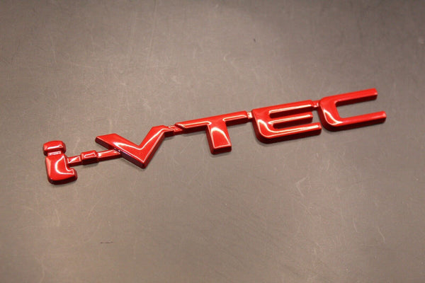 i-vtec i vtec Side Fender Wing Door Boot Badge Emblem Black Chrome Red for Honda