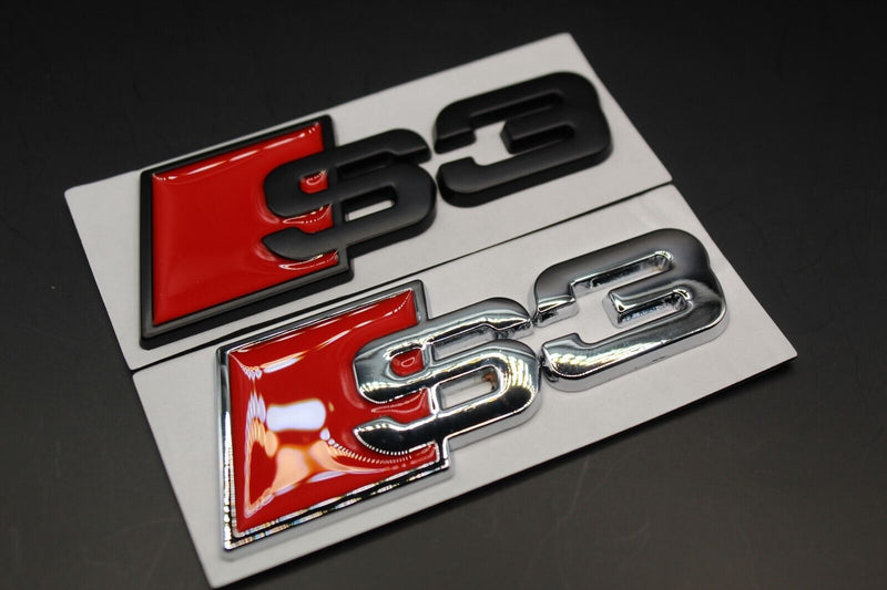 Matte Black/Chrome Silver S3 Fits Audi Badge Letters Emblem Rear Trunk Boot Lid