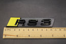 Gloss Black Yellow RS3 Front Grille Honeycomb & Rear Boot Badge Set Fit For AUDI
