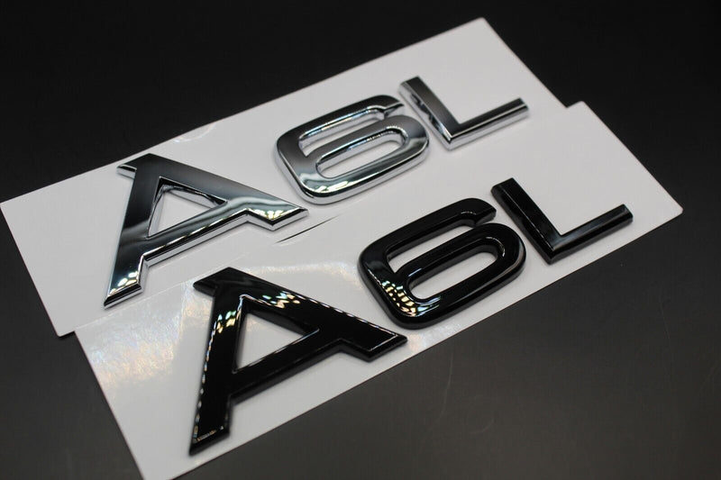 Gloss Black/Chrome Silver A6L Fits Audi Badge Letters Emblem Rear Trunk Boot Lid