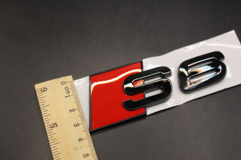 Gloss Black/Chrome Silver S6 Fits Audi Badge Letters Emblem Rear Trunk Boot Lid