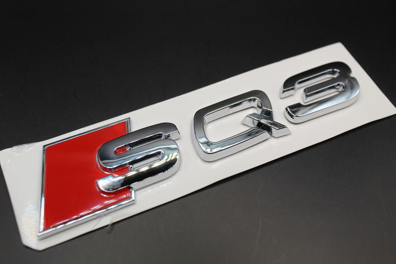 Gloss Black/Chrome Silver SQ3 Fits Audi Badge Letters Emblem Rear Trunk Boot Lid