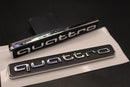 2pc Set quattro Chrome/Black Front Grille Stick-On & Rear Boot Badge For AUDI