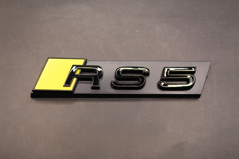 Gloss Black Yellow RS5 Front Grille Honeycomb Clip Bracket Badge Fit For AUDI