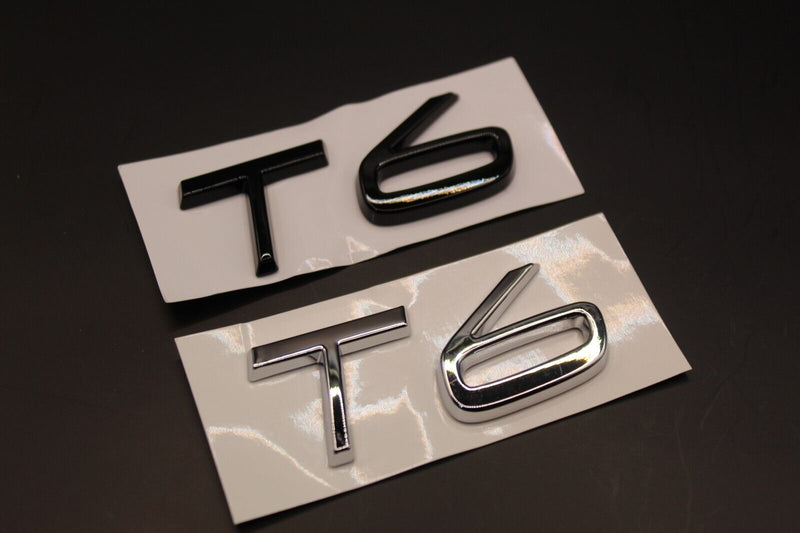 Gloss Black Chrome Silver T6 LETTERS Badge Rear Boot Tailgate For VOLVO