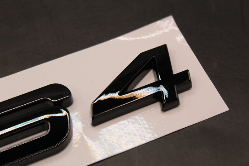 Gloss Black Yellow RS4 Front Grille Stick-On & Rear Boot Badge Set Fit For AUDI