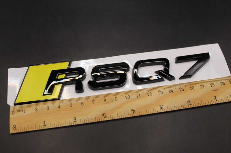 Gloss Black Yellow RSQ7 Rear Boot Badge Fit For AUDI