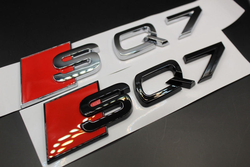 Gloss Black/Chrome Silver SQ7 Fits Audi Badge Letters Emblem Rear Trunk Boot Lid