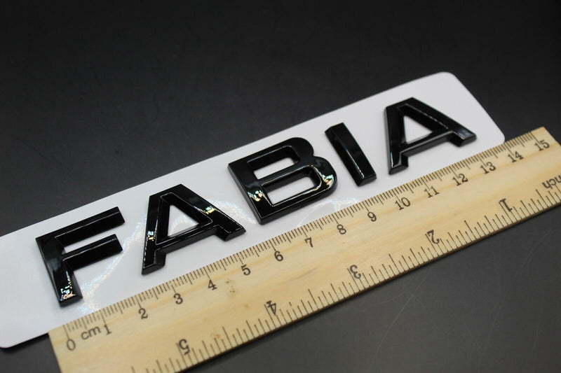 Gloss Black/Chrome Silver FABIA CAPITAL LETTERS For SKODA Badge Rear Trunk Boot