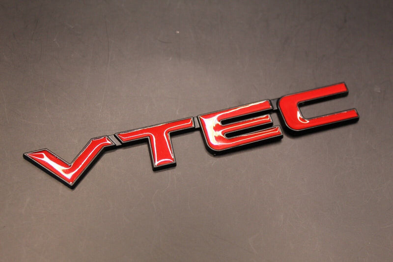 VTEC V TEC Side Fender Wing Door Boot Badge Emblem Black Chrome Red for Honda