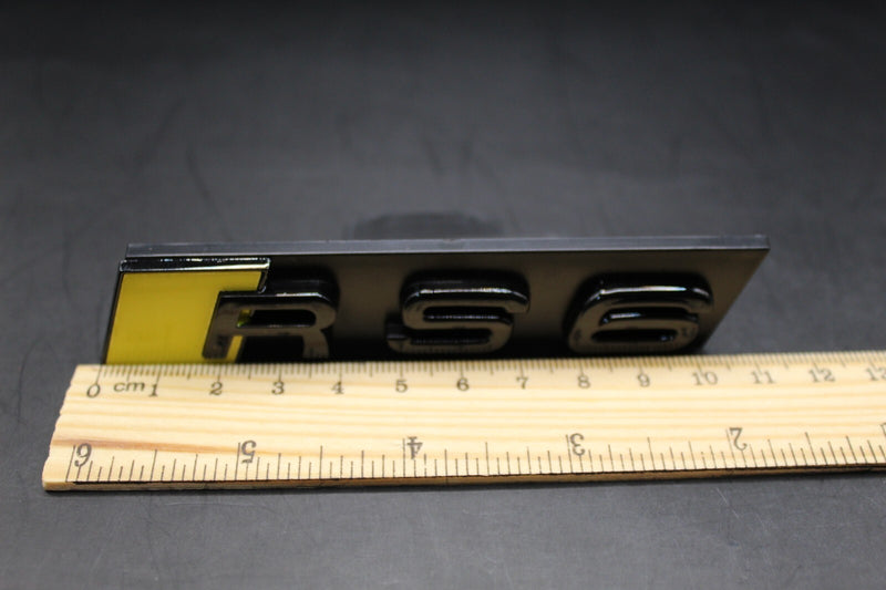 Gloss Black Yellow RS6 Front Grille Stick-On Badge Fit For AUDI