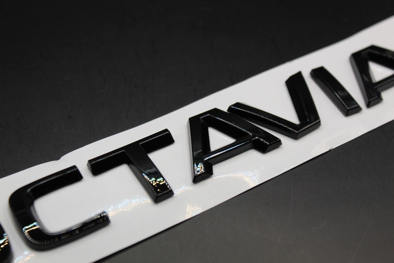 Gloss Black/Chrome Silver OCTAVIA CAPITAL LETTERS For SKODA Badge Rear Boot