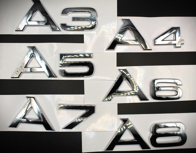 Chrome Silver A3 A4 A5 A6 A7 A8 FITS AUDI BOOT REAR TAILGATE BADGE LETTERING H.Q