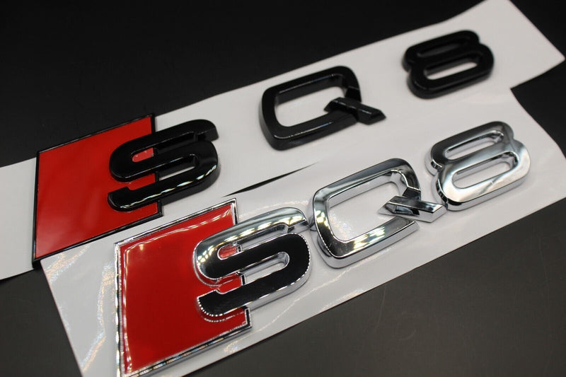 Gloss Black/Chrome Silver SQ8 Fits Audi Badge Letters Emblem Rear Trunk Boot Lid