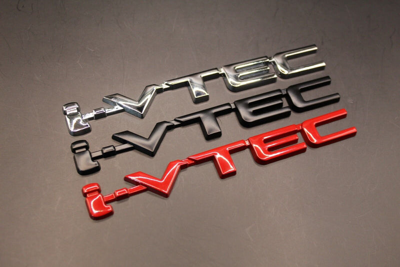 i-vtec i vtec Side Fender Wing Door Boot Badge Emblem Black Chrome Red for Honda