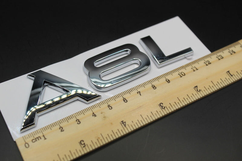 Gloss Black/Chrome Silver A8L Fits Audi Badge Letters Emblem Rear Trunk Boot Lid