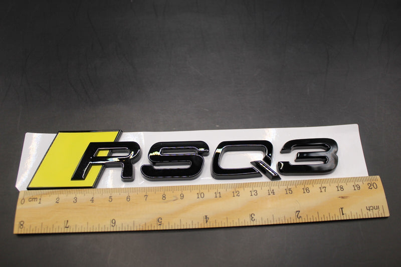 Gloss Black Yellow RSQ3 Rear Boot Badge Fit For AUDI
