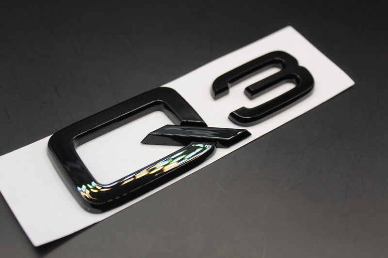 Gloss Black/Chrome Silver Q3 Fits Audi Badge Letters Emblem Rear Trunk Boot Lid