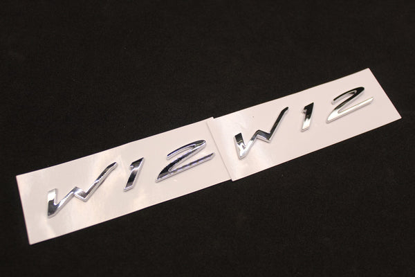 2Pc SET Chrome Silver W12 Boot Rear Tailgate Letters Badge Fit For Bentley