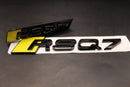 Gloss Black Yellow RSQ7 Front Grille Stick-On & Rear Boot Badge Set Fit For AUDI
