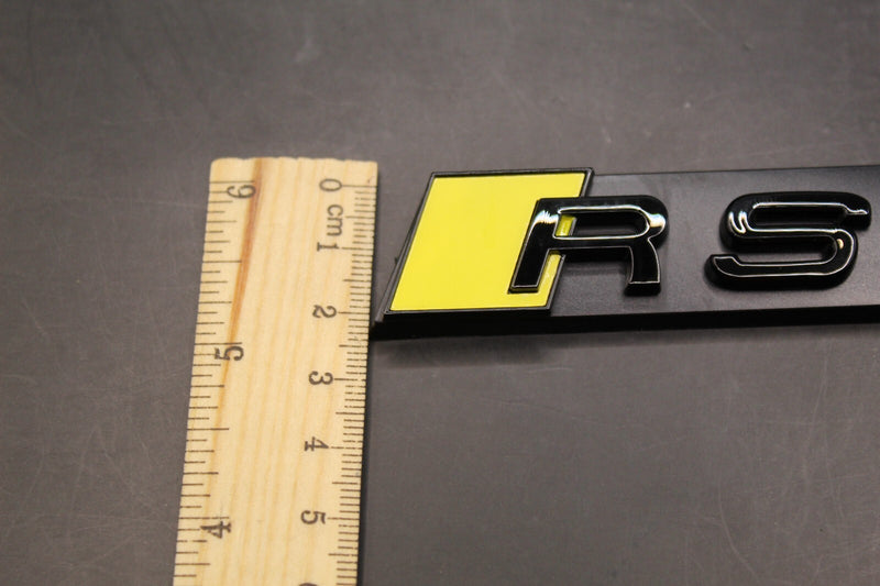 Gloss Black Yellow RS4 Front Grille Honeycomb Clip Bracket Badge Fit For AUDI