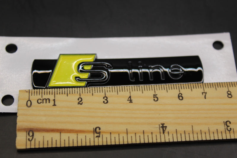 2pc Set S-Line Yellow Gloss Black Side Fender Wing Badge Set For AUDI