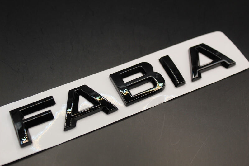 Gloss Black/Chrome Silver FABIA CAPITAL LETTERS For SKODA Badge Rear Trunk Boot