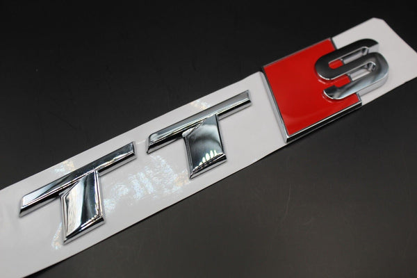 Gloss Black/Chrome Silver TTS Fits Audi Badge Letters Emblem Rear Trunk Boot Lid