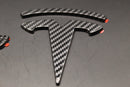 Carbon Fiber Style Model 3 Overlay Badge Set For Tesla Front/Rear/Steering Wheel