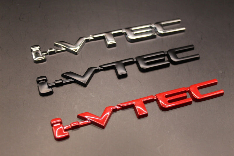 i-vtec i vtec Side Fender Wing Door Boot Badge Emblem Black Chrome Red for Honda