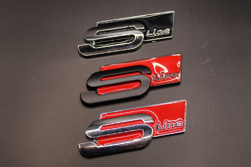 New S LINE Black Red Chrome Silver Badge Boot Rear FOR Audi