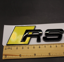 Gloss Black Yellow RS6 Front Grille Stick-On & Rear Boot Badge Set Fit For AUDI